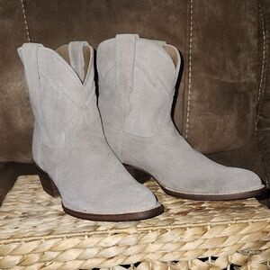 Soft Gray Suede Ankle Boots